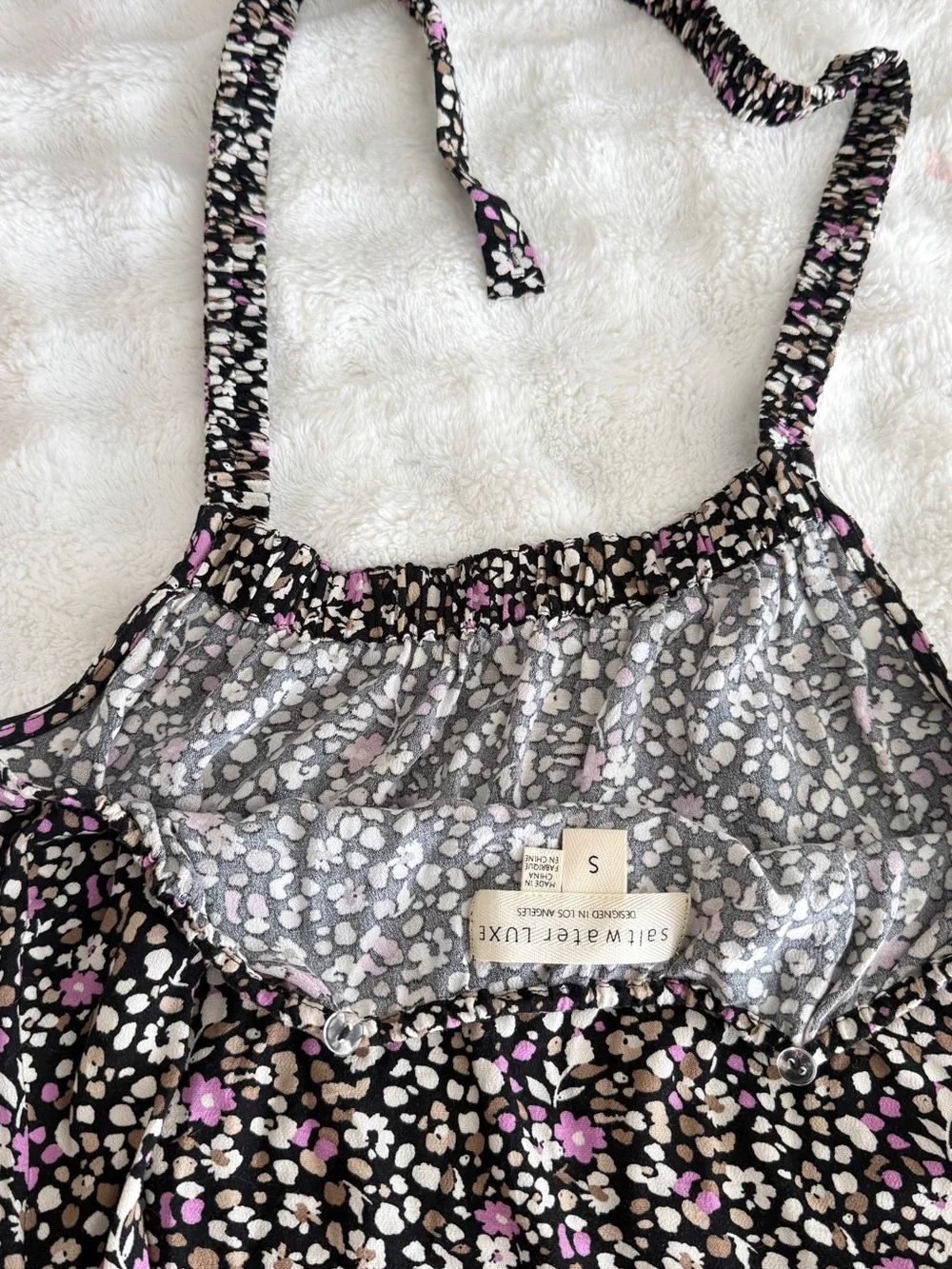 saltwater LUXE Black Maxi Skirt with Pink and Cream Floral Print - Picture 6 of 6